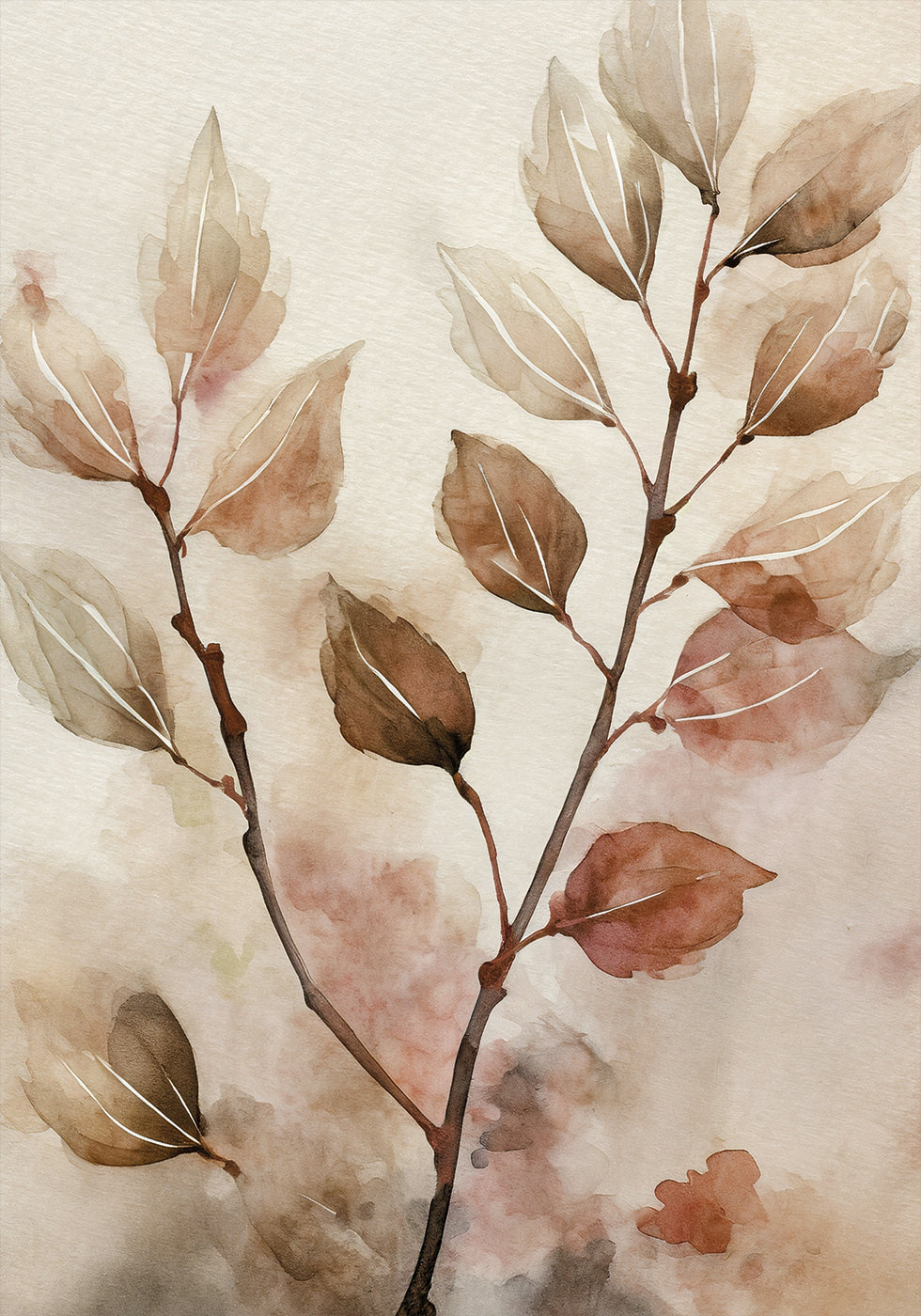 Abstract Watercolor Leaves Plakat - Posterbox.dk