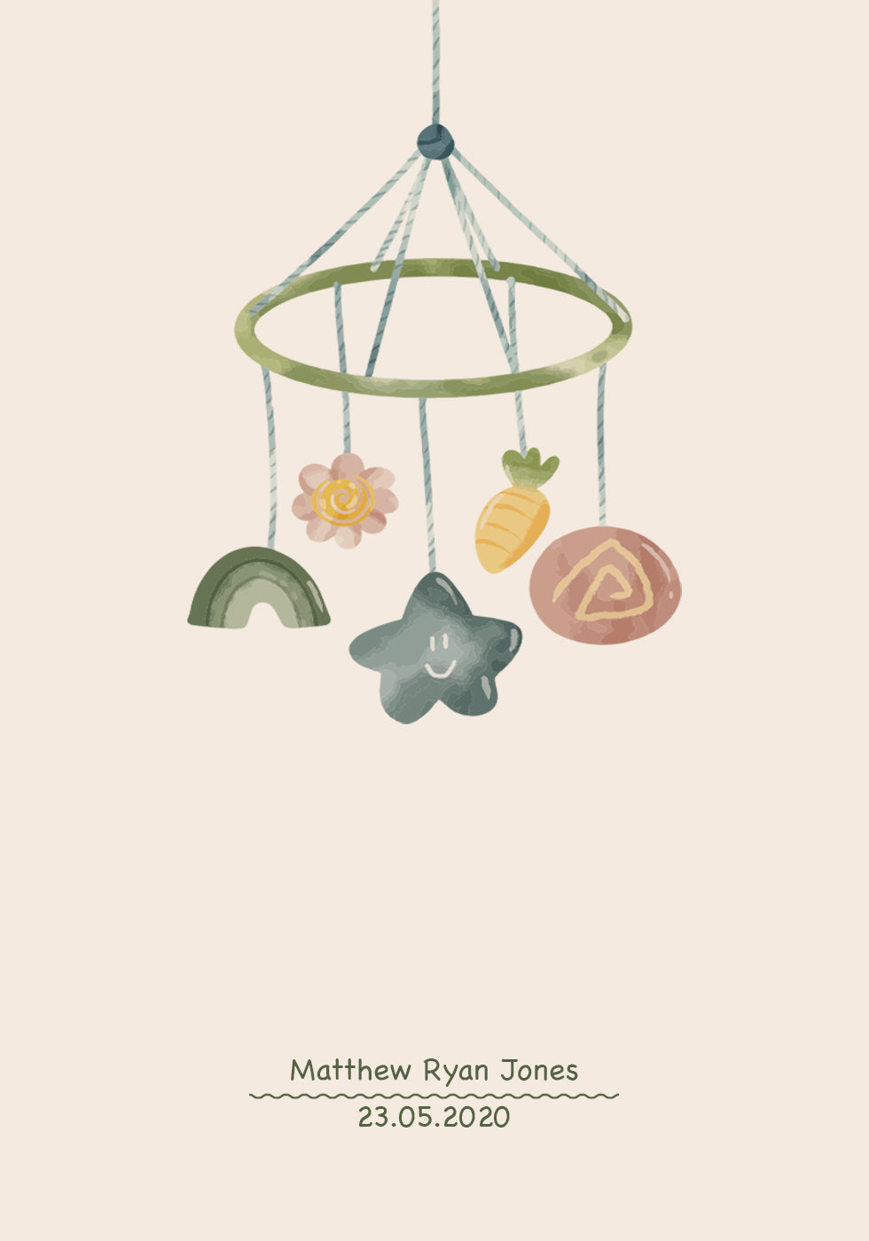 Baby Toy Mobile, Personalized Birth Plakat - Posterbox.dk