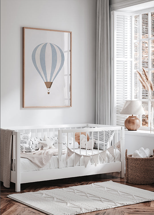 Blue Hot Air Balloon Plakat - Posterbox.dk