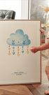 Blue Watercolor Cloud, Personalized Baby Boy Plakat - Posterbox.dk