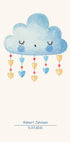 Blue Watercolor Cloud, Personalized Baby Boy Plakat - Posterbox.dk