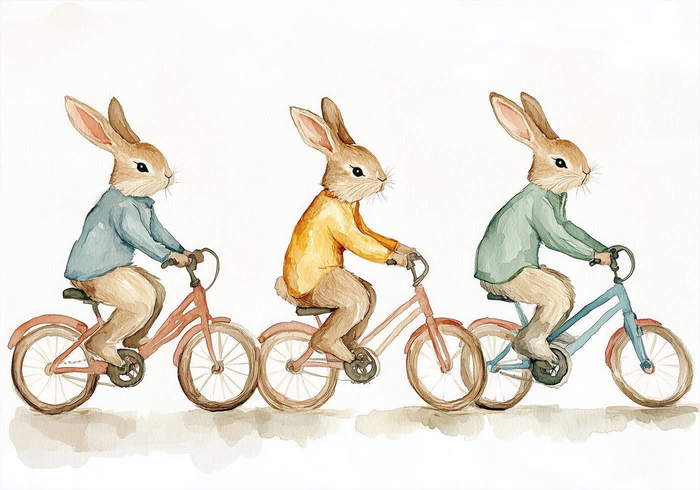 Bunny Bicycle Trio Plakat - Posterbox.dk