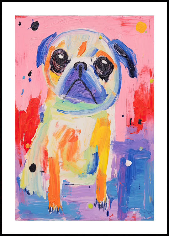 Colorful Pug Plakat - Posterbox.dk