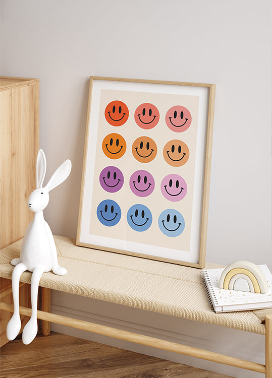 Colorful Smiley Faces Plakat - Posterbox.dk