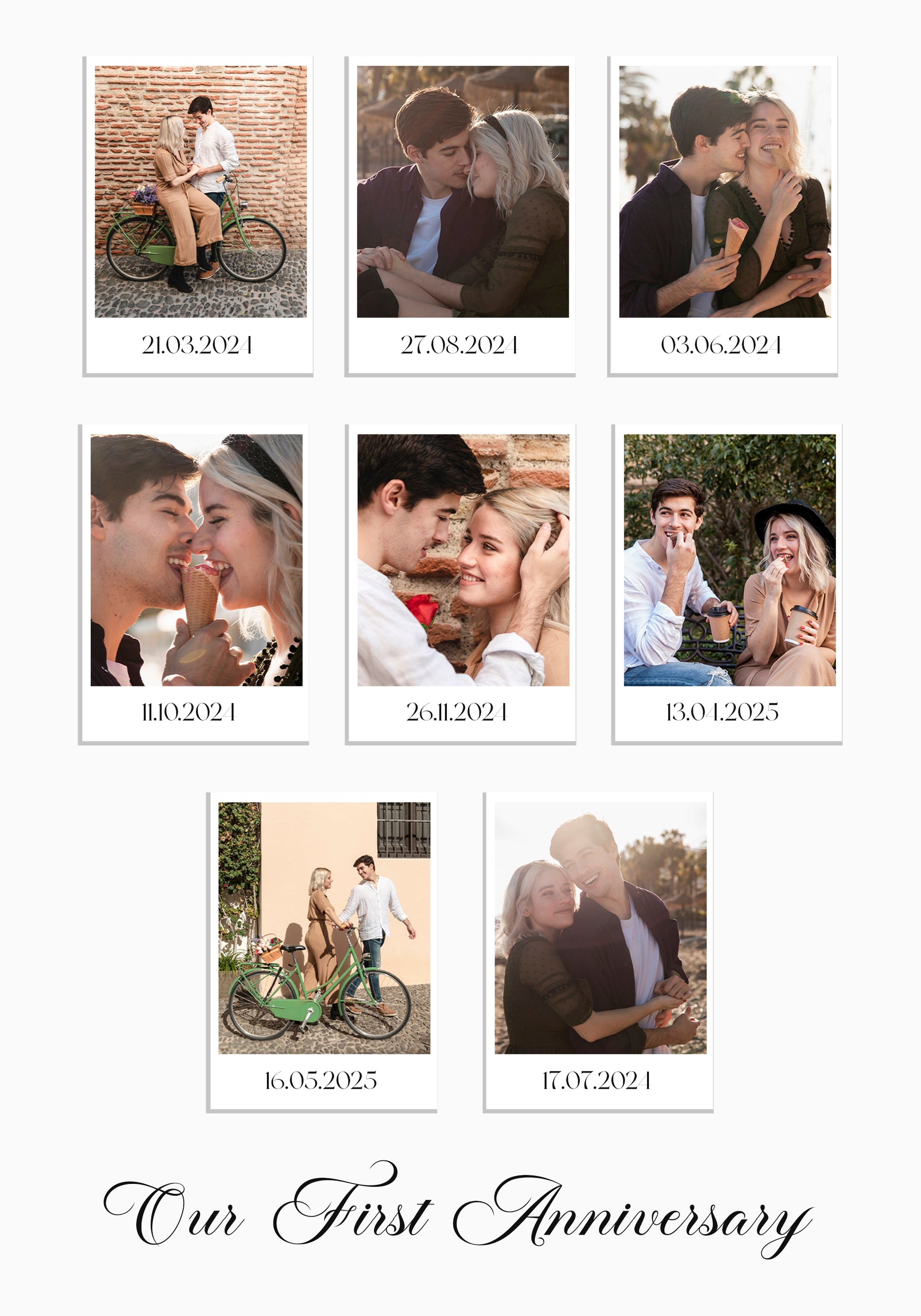 Couple Polaroid Memories, 8 Photo Collage Plakat - Posterbox.dk