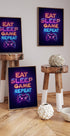 Eat Sleep Game Repeat Plakat - Posterbox.dk