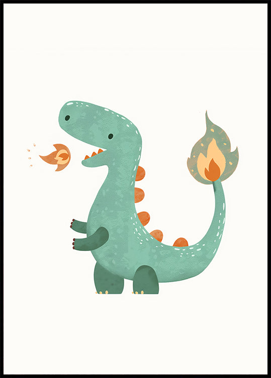 Fire Dino Plakat - Posterbox.dk