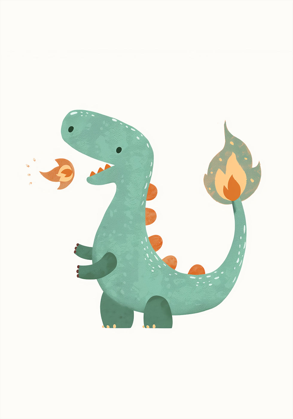 Fire Dino Plakat - Posterbox.dk