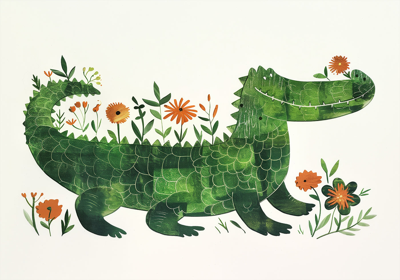 Floral crocodile Plakat - Posterbox.dk