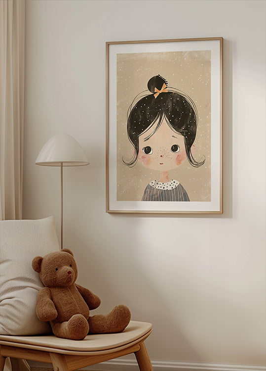 Freckled Girl With Bow Plakat - Posterbox.dk