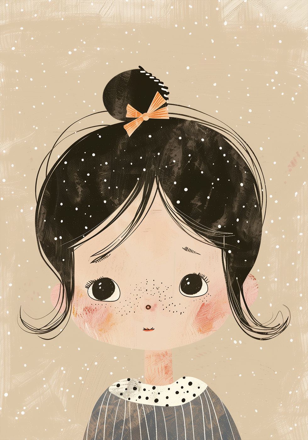 Freckled Girl With Bow Plakat - Posterbox.dk