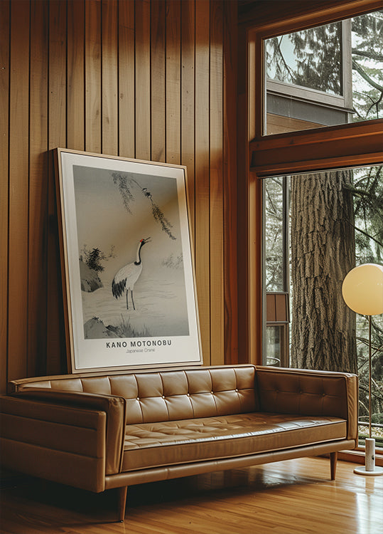 Japanese Crane Illustration Kano Motonobu Plakat - Posterbox.dk