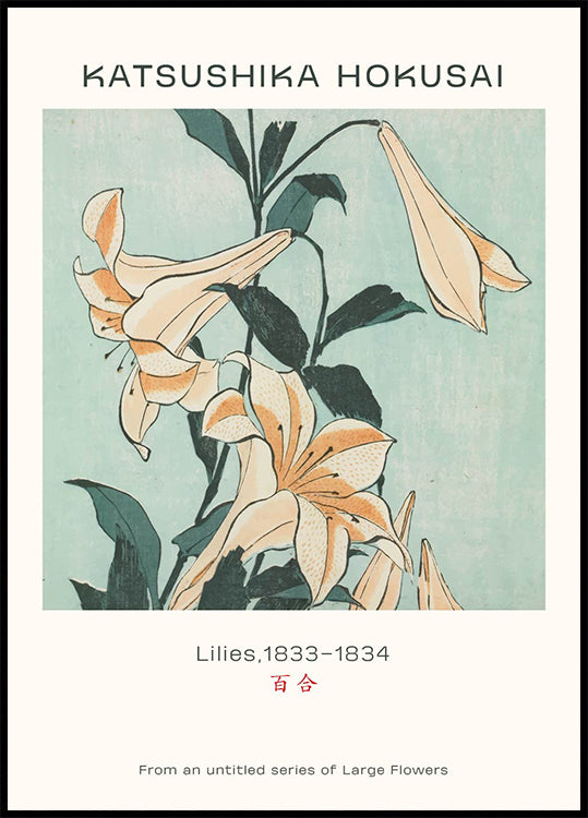 Katsushika Hokusai - Lilies Plakat - Posterbox.dk