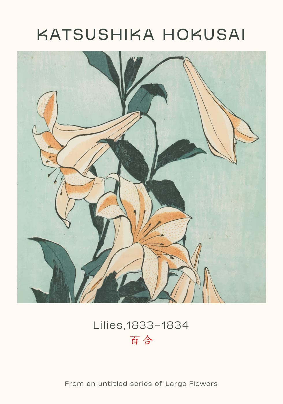 Katsushika Hokusai - Lilies Plakat - Posterbox.dk