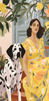 Lady in Yellow with Dalmatian, floral summer portrait Print Plakat - Posterbox.dk
