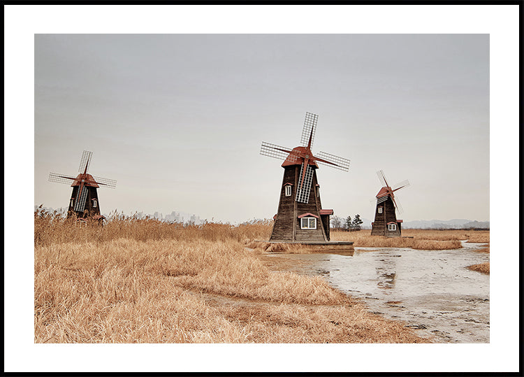 Old Windmills in the Countryside Plakat - Posterbox.dk