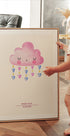 Pink Watercolor Cloud, Personalized Baby girl Plakat - Posterbox.dk