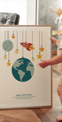 Rocket And Planets, Personalized Baby Boy Plakat - Posterbox.dk