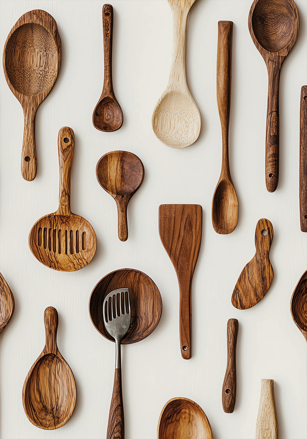 Rustic Wooden Kitchen Utensils Plakat - Posterbox.dk