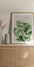 Striped Green Leaves Botanical Plakat - Posterbox.dk
