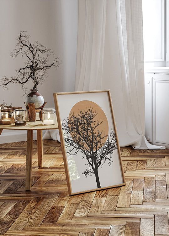 Tree Silhouette and Sun Plakat - Posterbox.dk