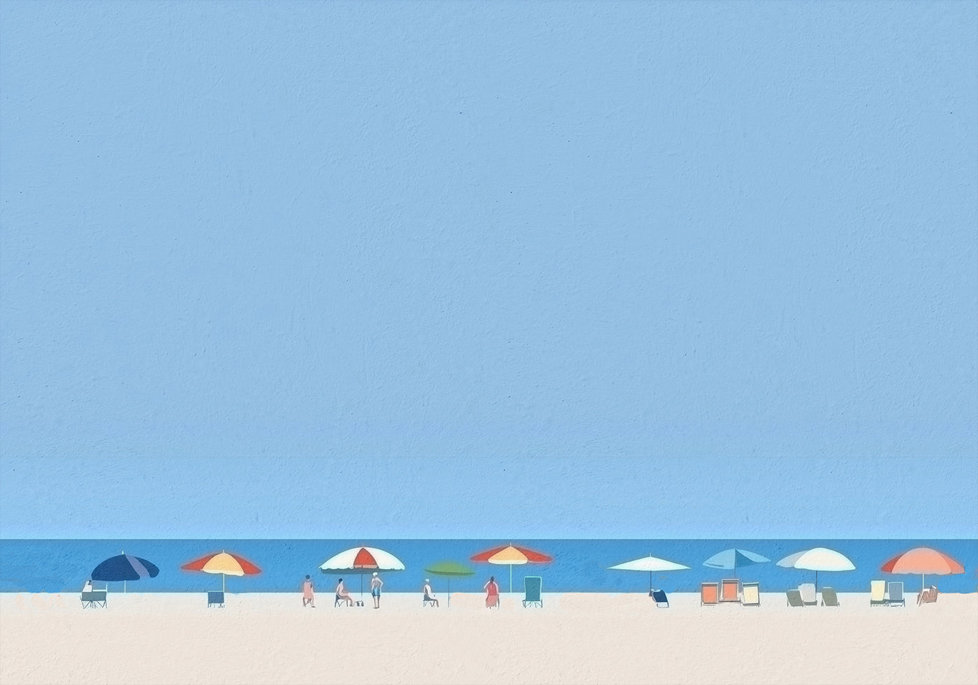 Umbrellas on the Shore Plakat - Posterbox.dk