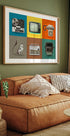 Vintage Colorful Tech Grid, Retro Gadgets Plakat - Posterbox.dk