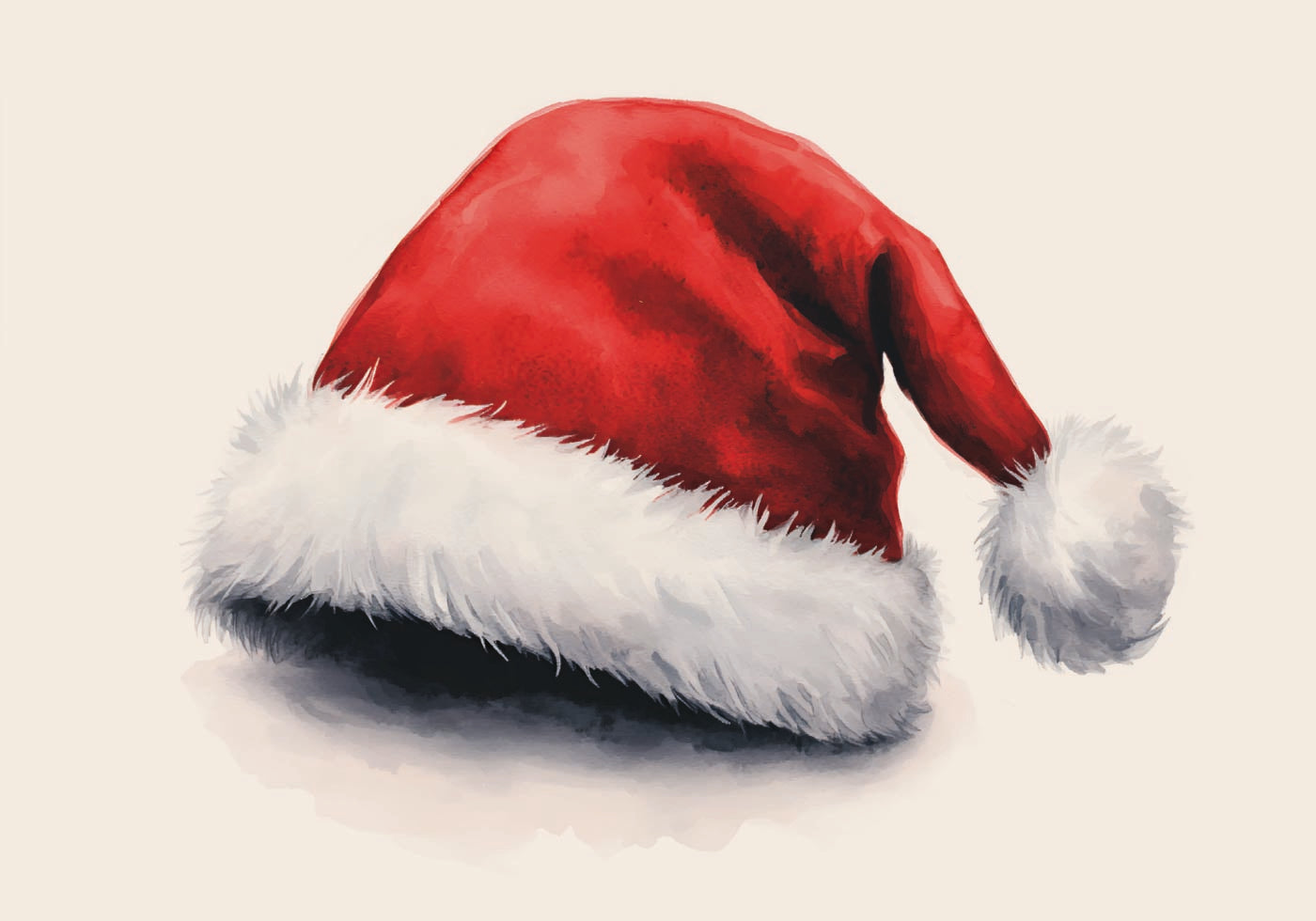 Watercolor Santa Hat Plakat - Posterbox.dk