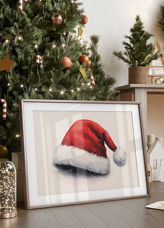 Watercolor Santa Hat Plakat - Posterbox.dk