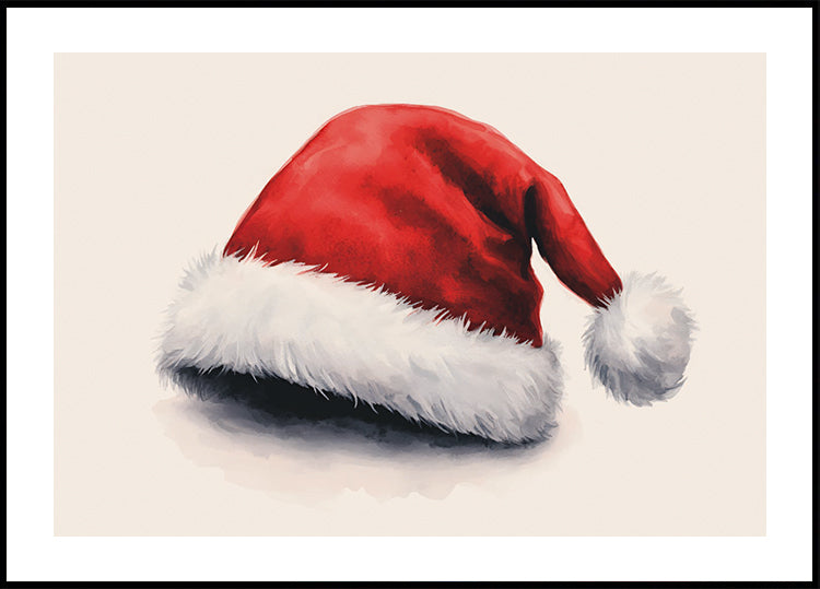 Watercolor Santa Hat Plakat - Posterbox.dk