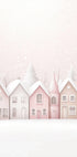 Watercolor Snowy Pink Houses Plakat - Posterbox.dk