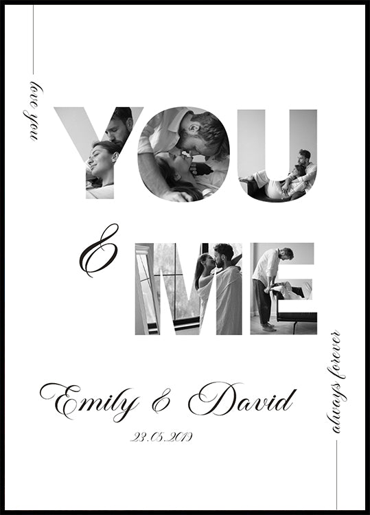 You & Me Personalized Couple Plakat - Posterbox.dk