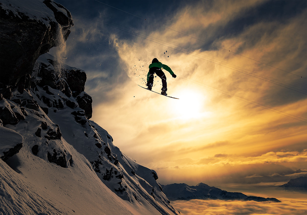 Sunset Snowboarding Poster