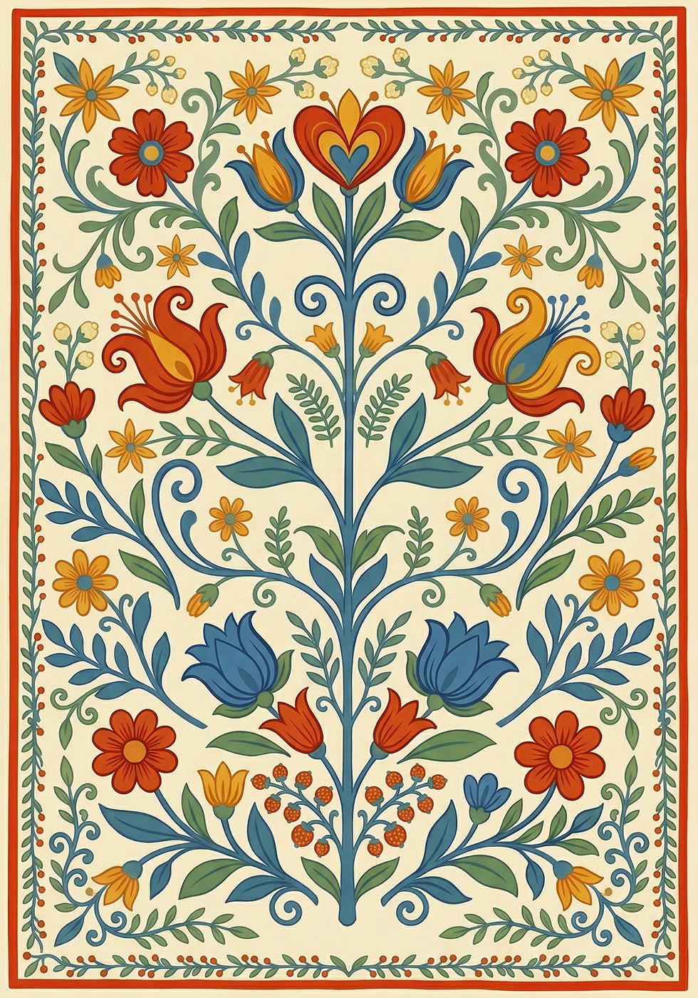 Scandinavian Folk Floral Poster - Posterbox