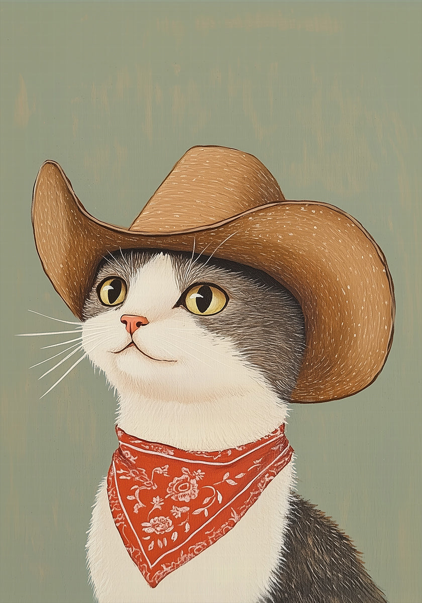 Cowboy English Shorthair Cat Plakat - Posterbox