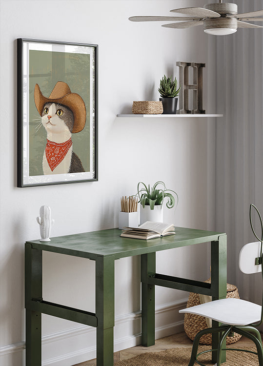 Cowboy English Shorthair Cat Plakat - Posterbox
