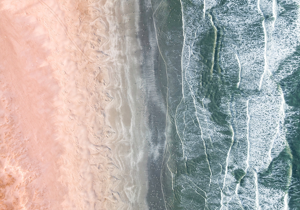 Rózsaszín és kék tengerparti poszter