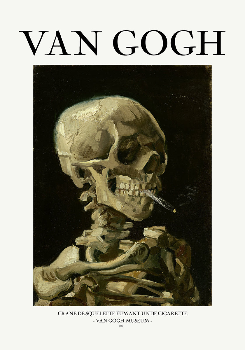 Kapp vun engem Skelett mat engem Verbrenne Zigarette Poster
