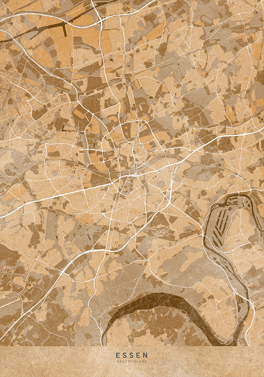 Sepia vintage mapa centra Frankfurtu v Nemecku (NOVINKA)