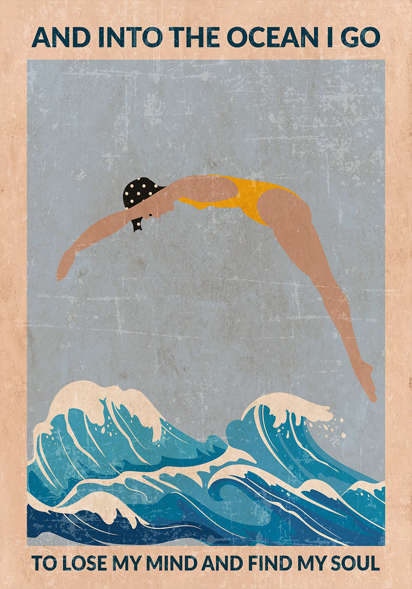 Into the Ocean (zils) Standarta sienas art