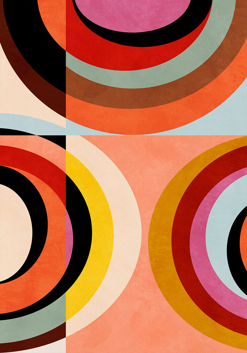 Warm Colors Bauhaus Geometry3 Poster