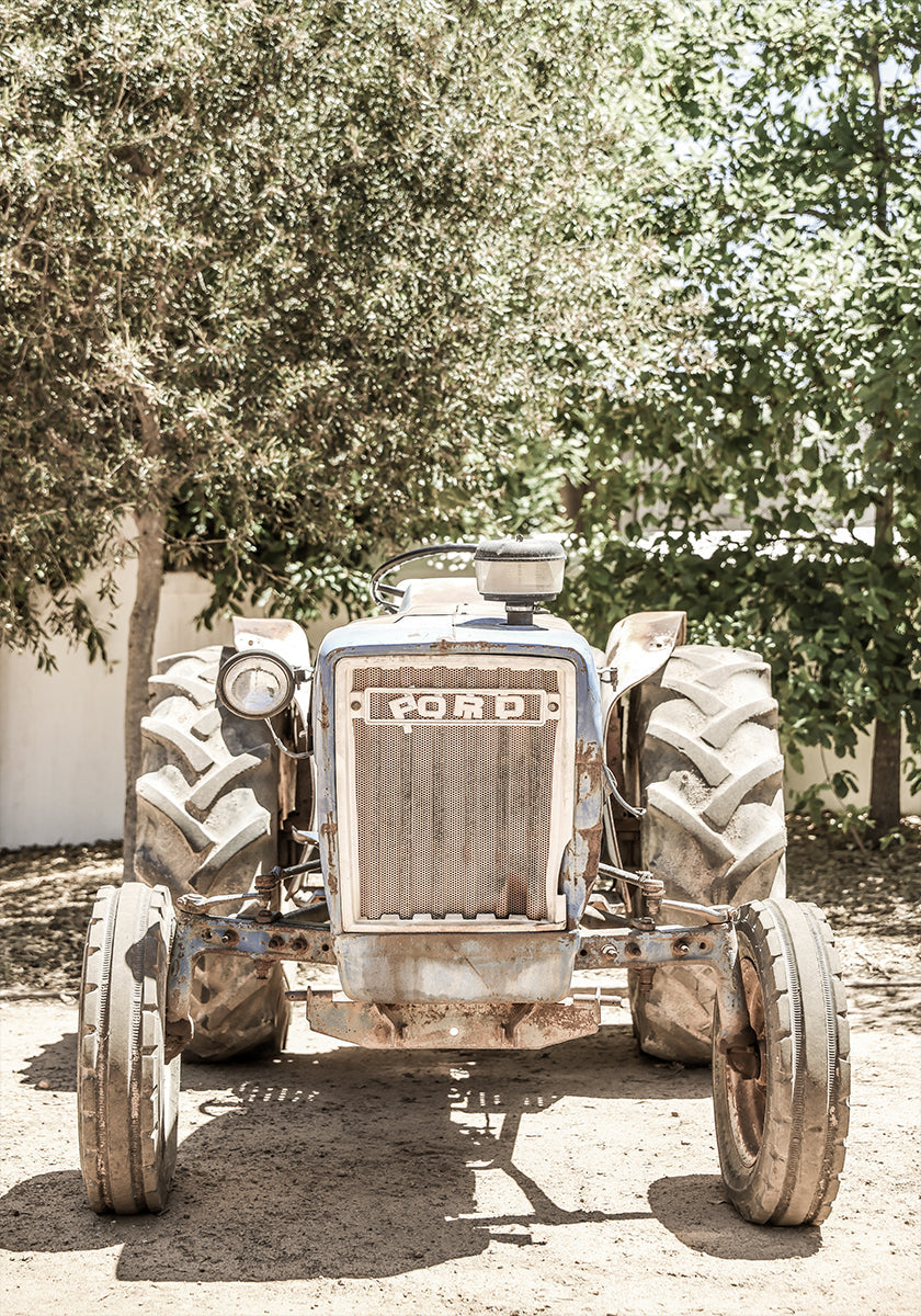 Tvirtas traktoriaus scenos plakatas