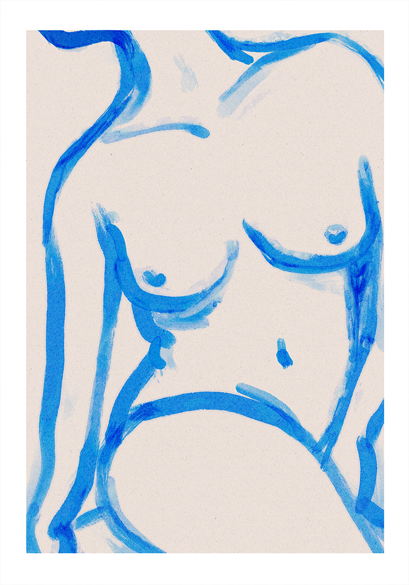 Blue Contour Nude Plakāts