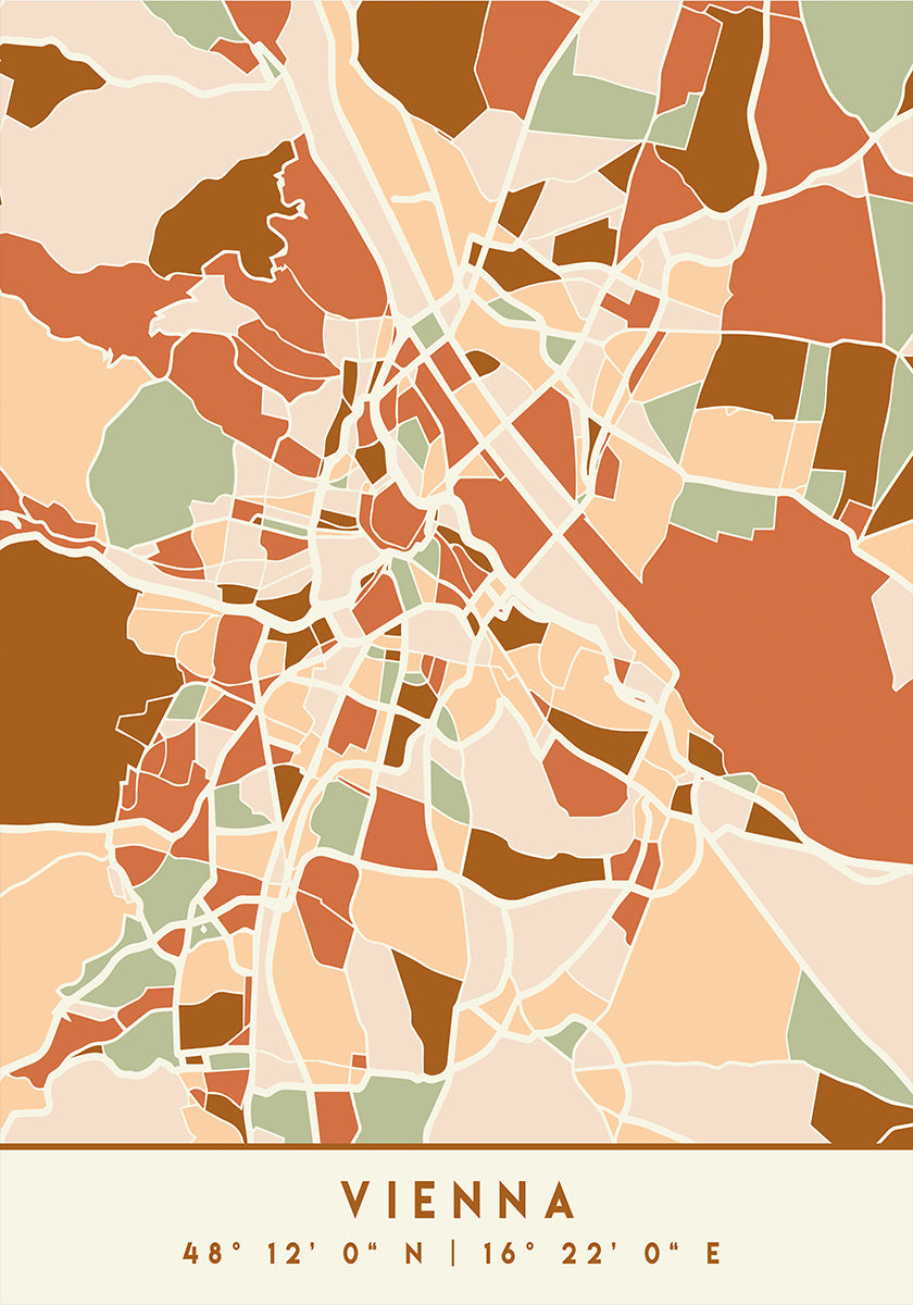 Black Maps Earth Tones 92 Plakat