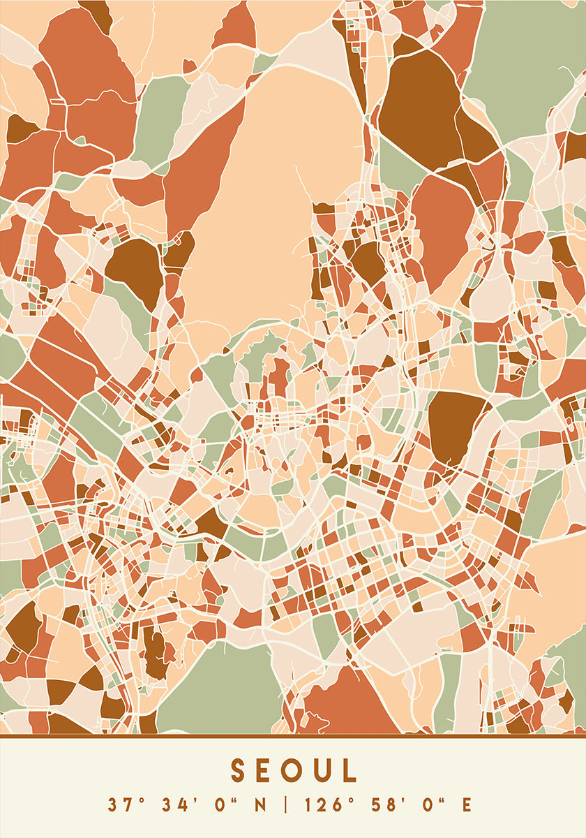 Black Maps Earth Tones 79 Poster