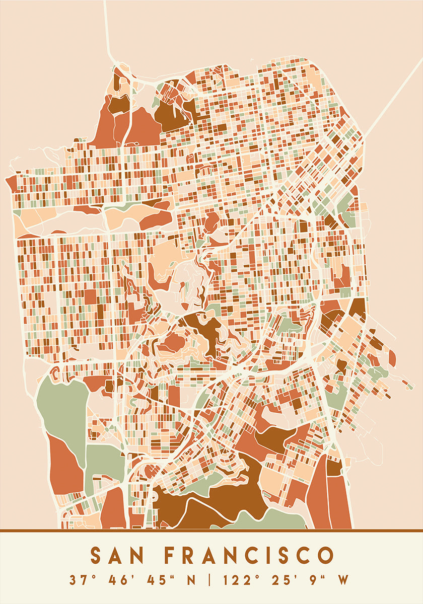 Black Maps Earth Tones 75 Poster