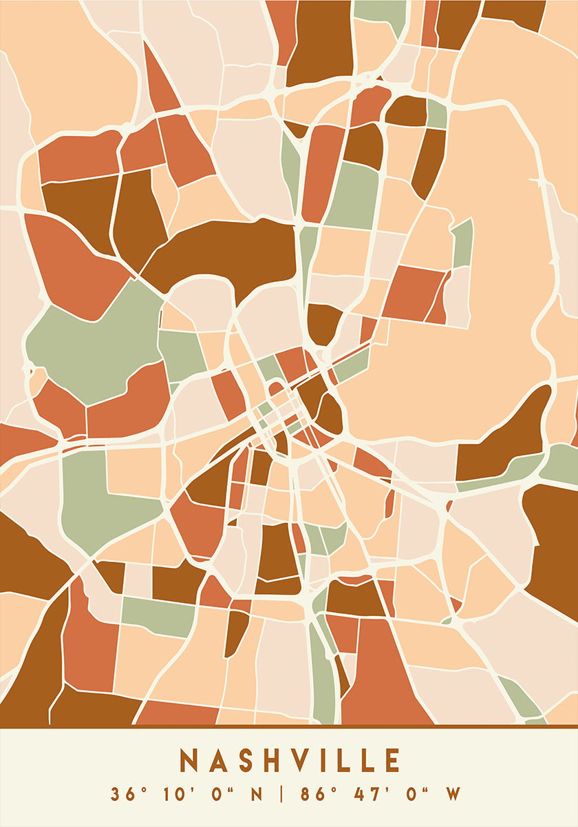 Black Maps Earth Tones 59 Poster