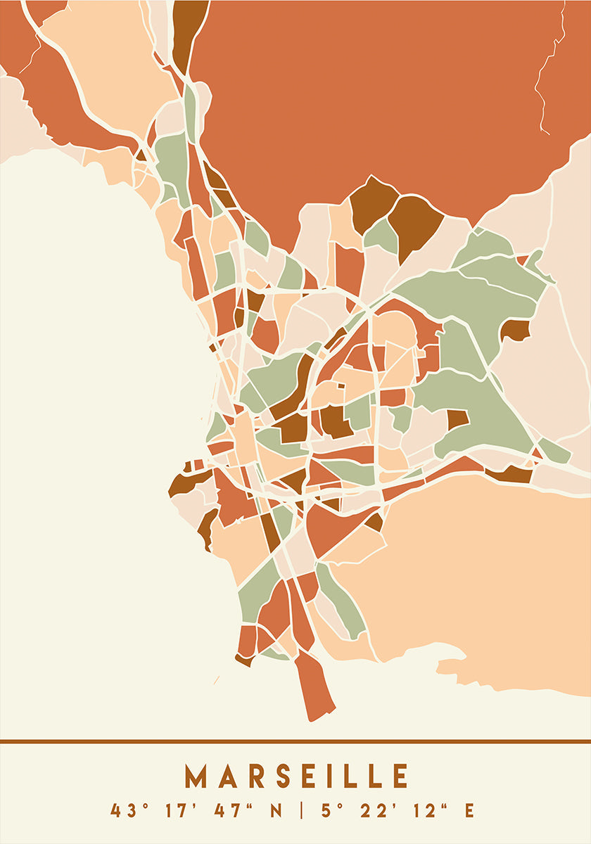 Black Maps Earth Tones 48 Poster