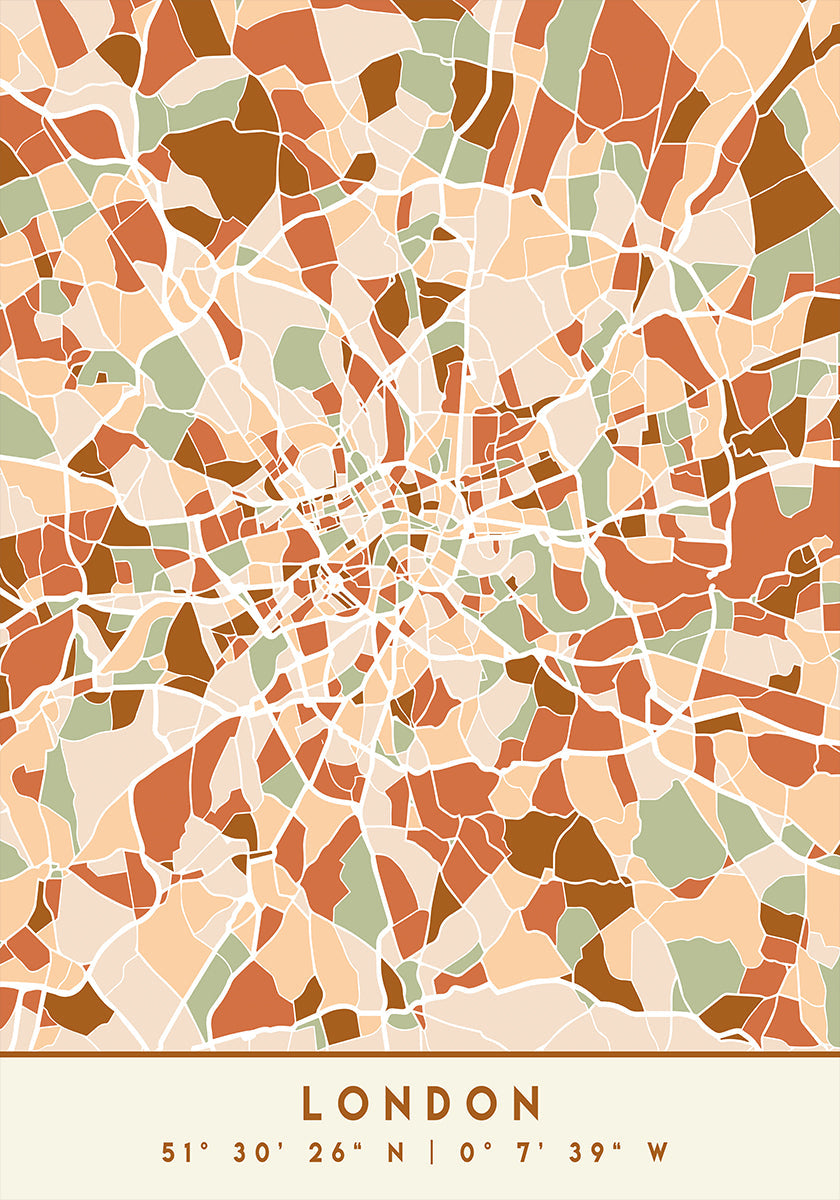 Black Maps Earth Tones 41 Poster