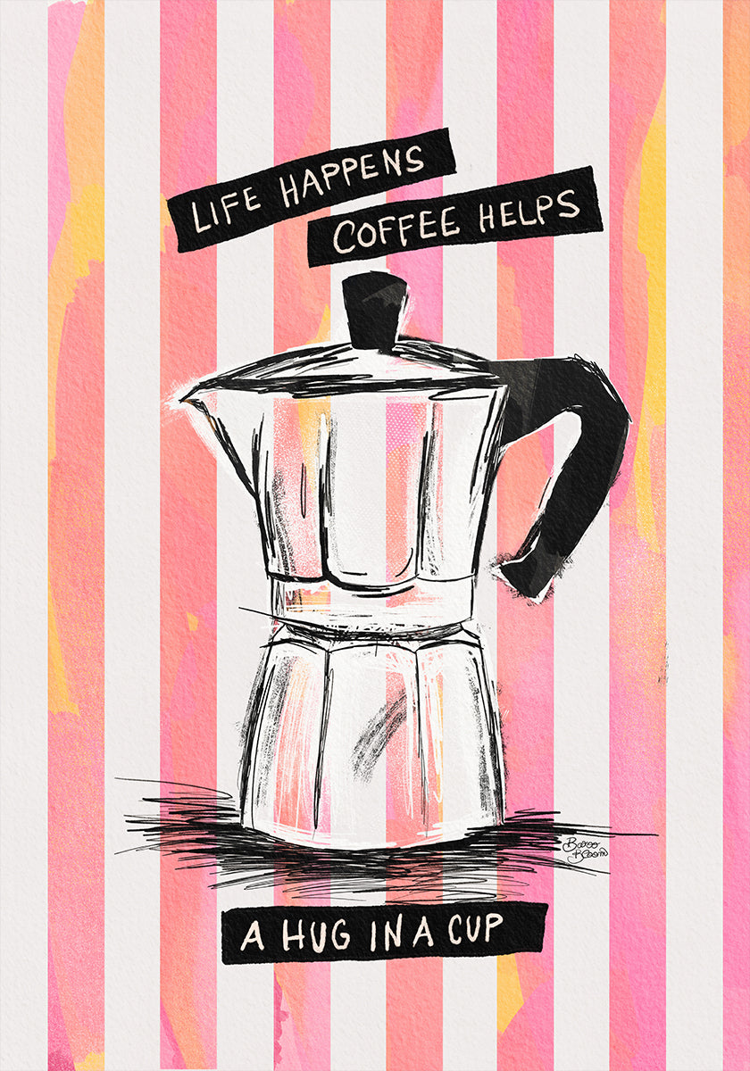 Mocca Coffee on Stripes - Hug an engem Coupe Poster